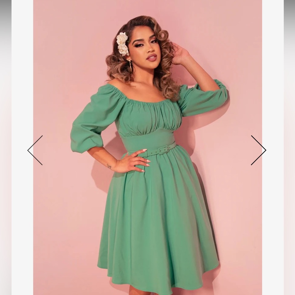 Vixen by Micheline Pitt Green Midi Dress